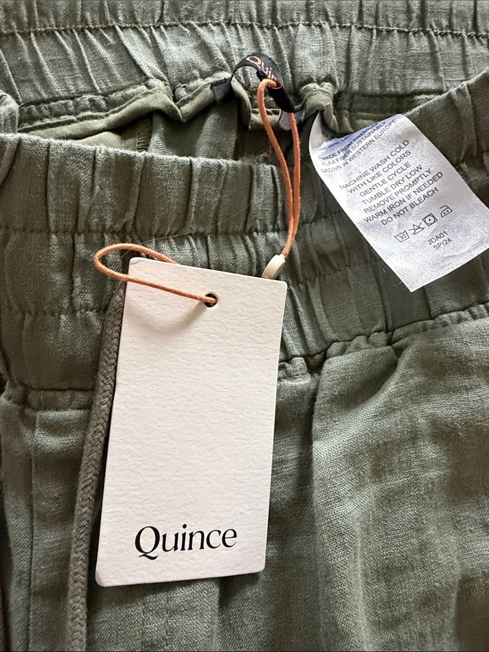 Quince 100% Linen Olive Wide-LegPants